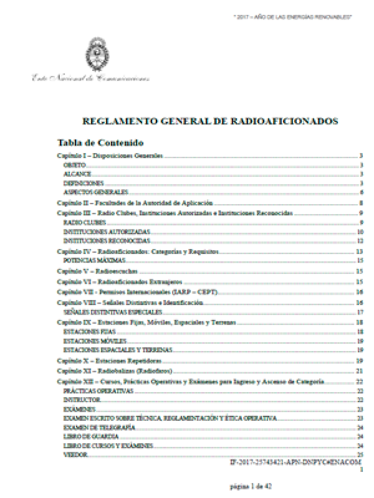 Reglamento de Radioaficionados - Argentina